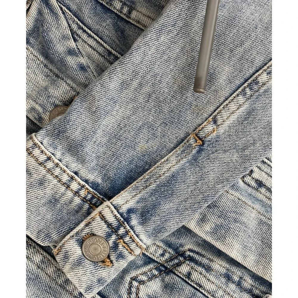 Free People Rumors Denim‎ Jacket Womens XS Light Indigo Boho Preppy Streetwear